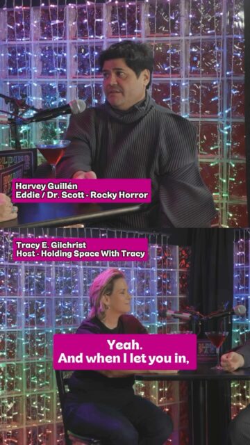 Thank you @harveyguillen for this beautiful new perspective on what coming out for queer people should be, and thank you for joining me on @holdingspacewithtracy at the historic @thestonewallinn. It was a gift to have you there. Catch the full episode wherever you get your podcasts. Harvey shares his background, what it means to star in @rockyhorrorbway, and What We Do in the Shadows’s impact. #lgbtq #rockyhorrorshow #podcast #interview