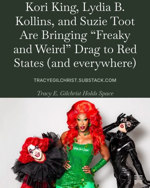What a time chatting with @koriking @foreheadbrows and @suzie.toot about Butttootking 2026. I love that they are bringing “freaky and weird” Halloween-themed drag and queer joy with them around the country. 🔗to full interview on Substack in bio. #drag #lgbtqia